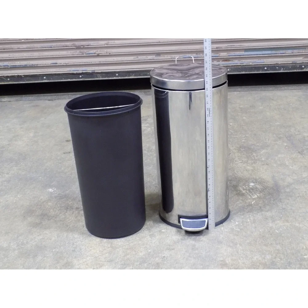 13gal Stainless Touchless Commercial Hands Free Step Trash Can & HD Liner